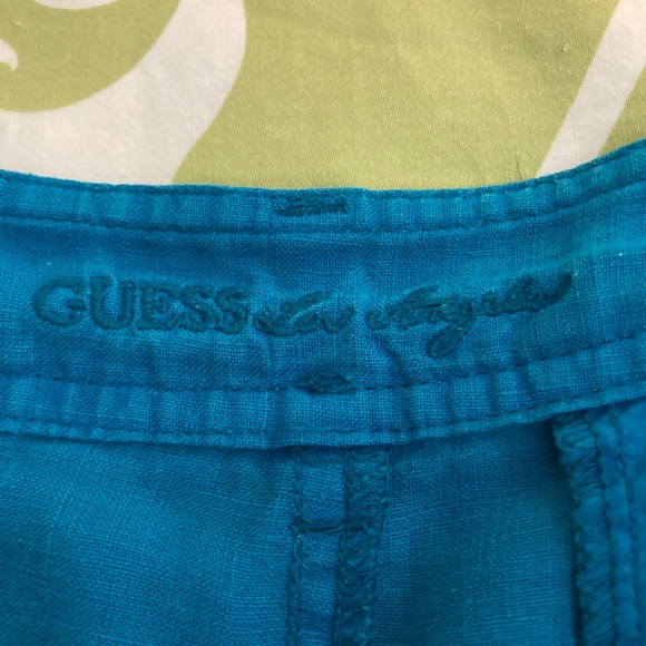 GUESS Linen 👖 pants- turquoise with silver tone details - Picture 5 of 8